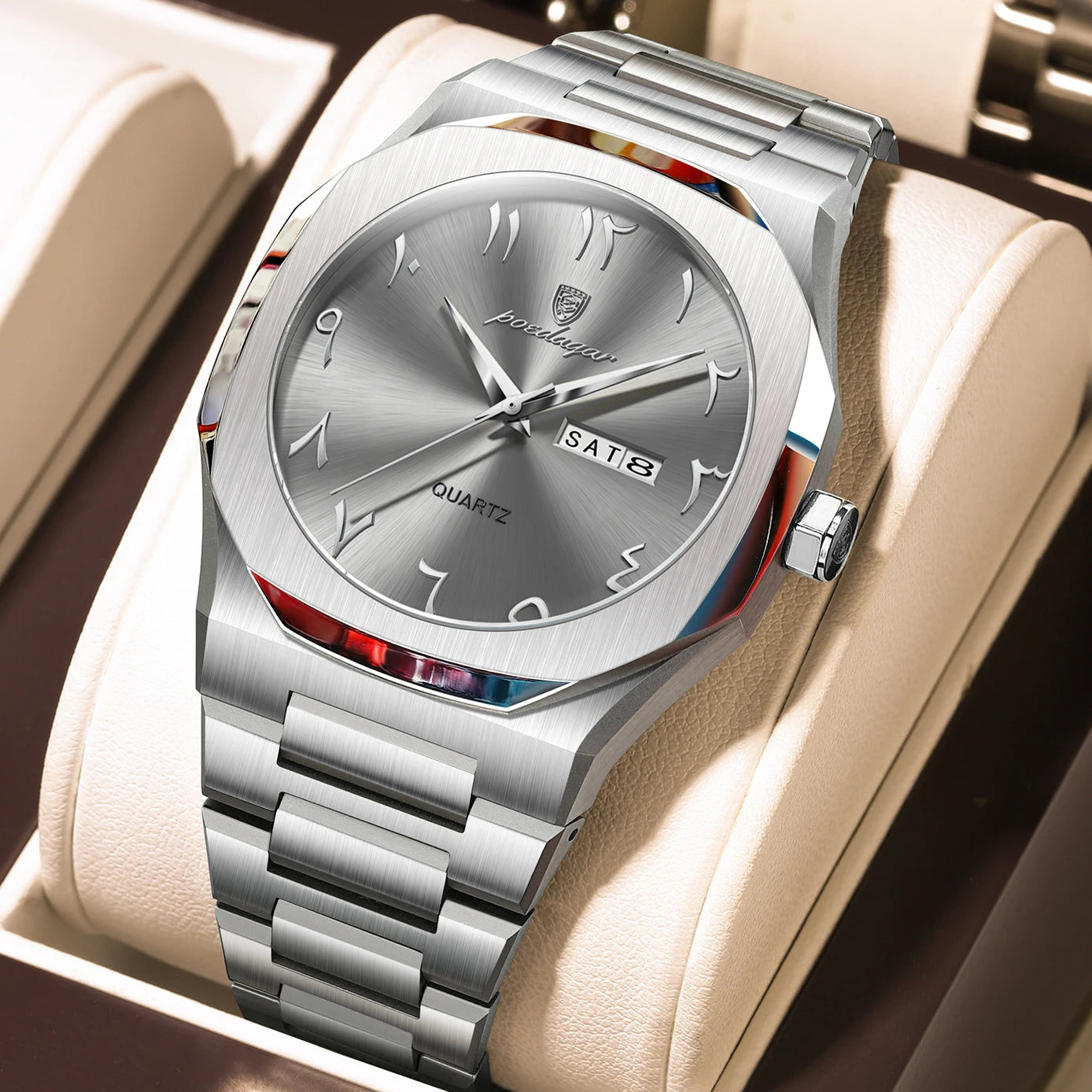 Military Watch for Men Waterproof Luxury Week Calendar Man Wristwatch Quartz Stainless Steel Fashion Men'S Watches Male