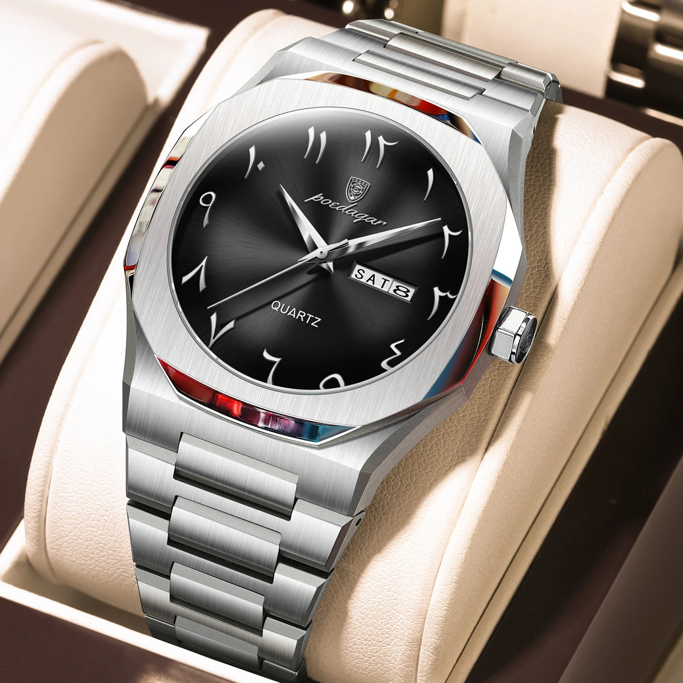 Military Watch for Men Waterproof Luxury Week Calendar Man Wristwatch Quartz Stainless Steel Fashion Men'S Watches Male
