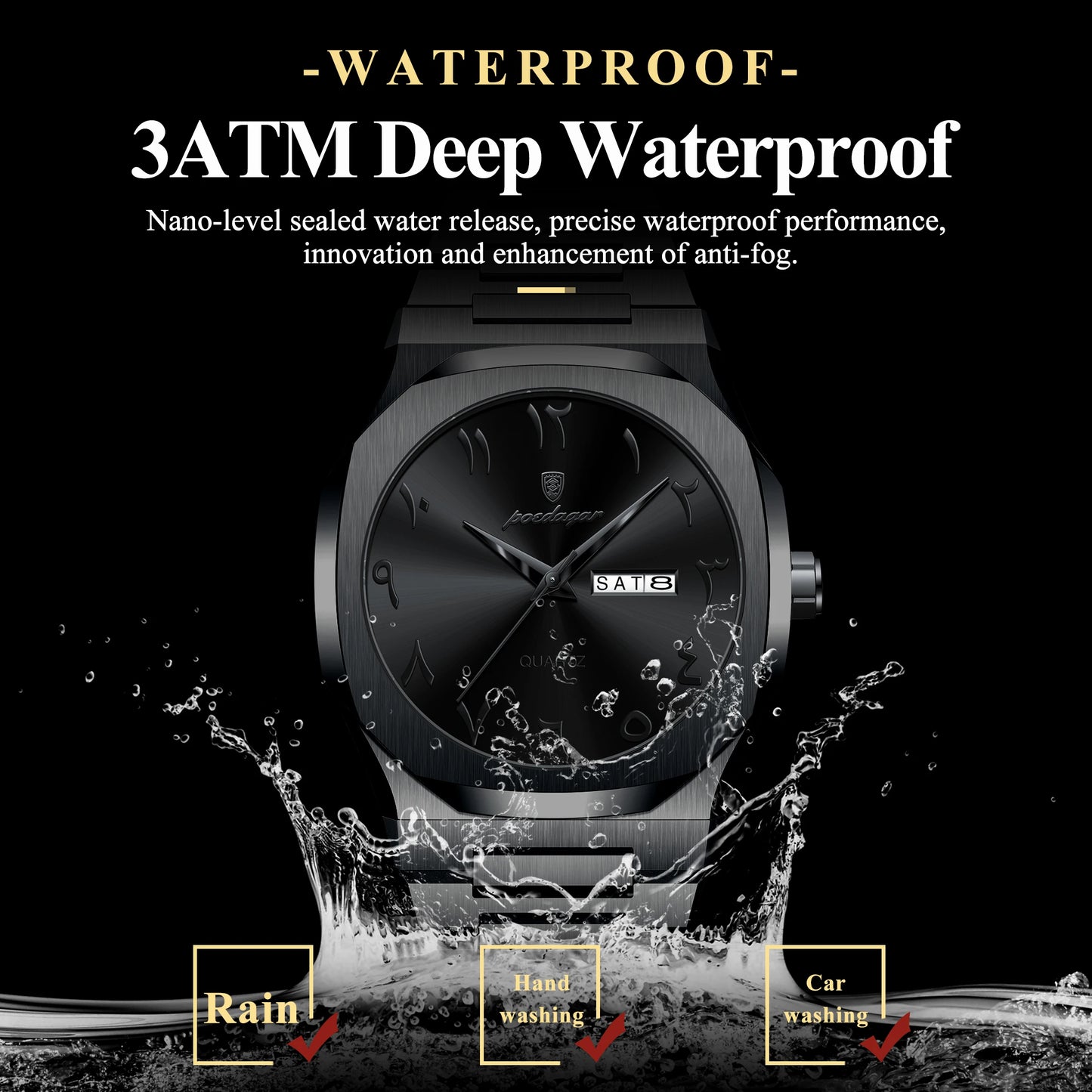 Military Watch for Men Waterproof Luxury Week Calendar Man Wristwatch Quartz Stainless Steel Fashion Men'S Watches Male