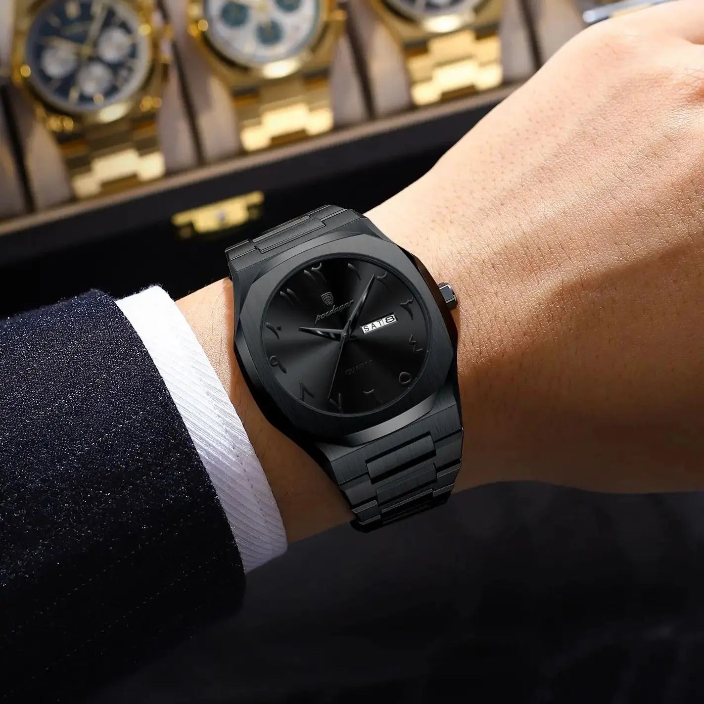 Military Watch for Men Waterproof Luxury Week Calendar Man Wristwatch Quartz Stainless Steel Fashion Men'S Watches Male