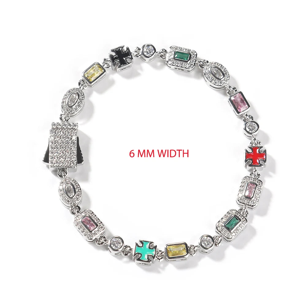 Iced Out Multi Gemstone Necklaces for Women Men Mixed Shape Colorful Gems Collection Necklace Fashion Hip Hop Jewelry