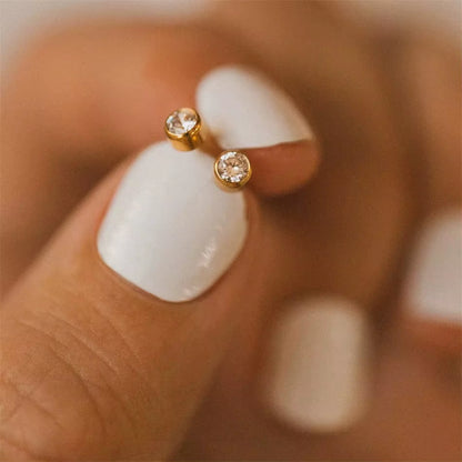 1 Pair/2 Pcs Cubic Zirconia Stud Earrings for Women Gold/ Silver Color Moissanite Earing Set Fashion Jewelry Size 3-8 MM
