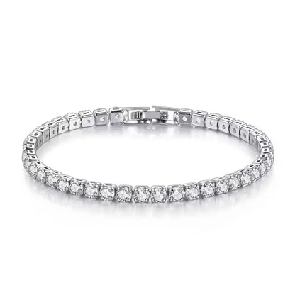 S925 Sterling Silver Bracelet Zirconia Tennis Ball Women Fashion Simple Engagement Wedding Charm Jewelry 4Mm 16-20Cm