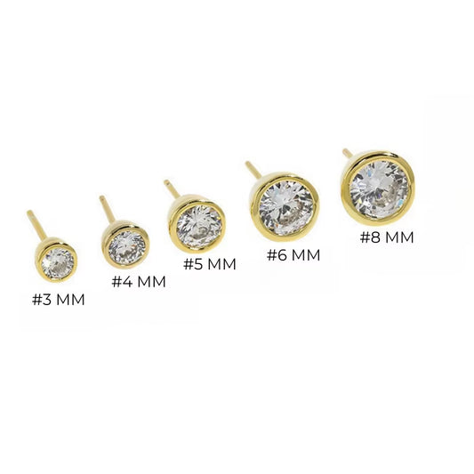 1 Pair/2 Pcs Cubic Zirconia Stud Earrings for Women Gold/ Silver Color Moissanite Earing Set Fashion Jewelry Size 3-8 MM