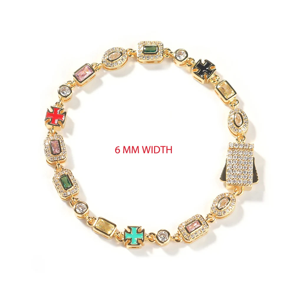 Iced Out Multi Gemstone Necklaces for Women Men Mixed Shape Colorful Gems Collection Necklace Fashion Hip Hop Jewelry