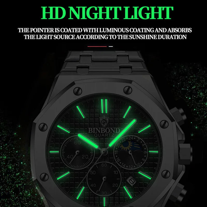 Quality Men Watch Luxury High Man Quartz Wristwatch Waterproof Luminous Date Stainless Steel Men'S Watches Casual Clock