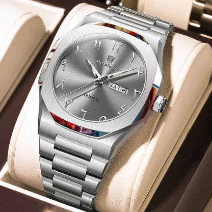 Military Watch for Men Waterproof Luxury Week Calendar Man Wristwatch Quartz Stainless Steel Fashion Men'S Watches Male