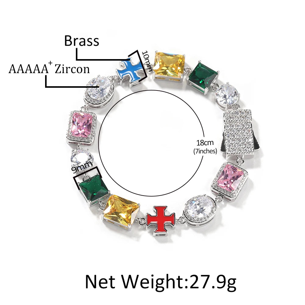 Iced Out Multi Gemstone Necklaces for Women Men Mixed Shape Colorful Gems Collection Necklace Fashion Hip Hop Jewelry
