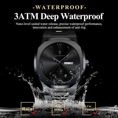 Military Watch for Men Waterproof Luxury Week Calendar Man Wristwatch Quartz Stainless Steel Fashion Men'S Watches Male
