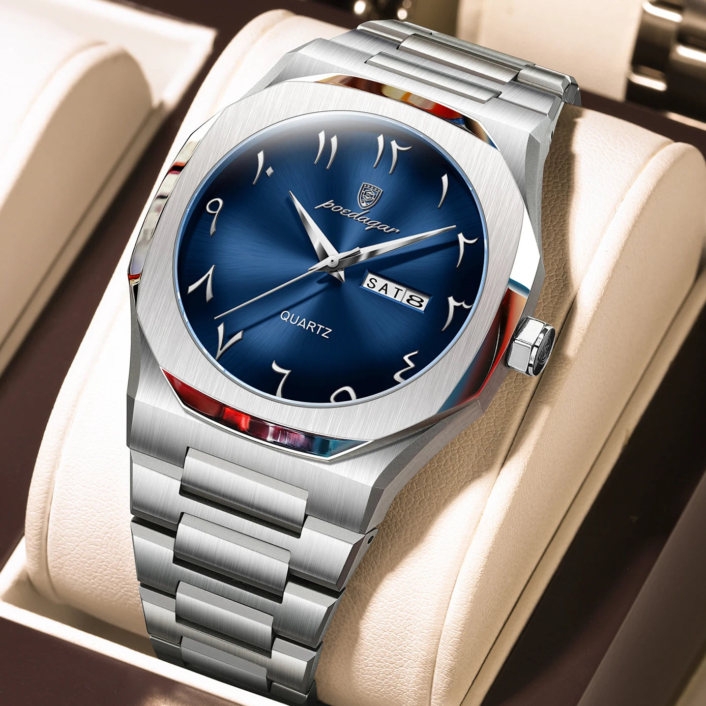 Military Watch for Men Waterproof Luxury Week Calendar Man Wristwatch Quartz Stainless Steel Fashion Men'S Watches Male