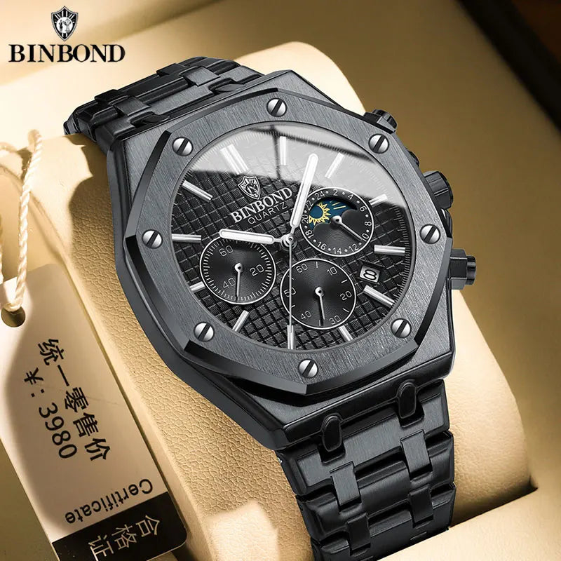 Quality Men Watch Luxury High Man Quartz Wristwatch Waterproof Luminous Date Stainless Steel Men'S Watches Casual Clock