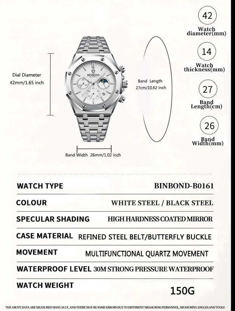 Quality Men Watch Luxury High Man Quartz Wristwatch Waterproof Luminous Date Stainless Steel Men'S Watches Casual Clock