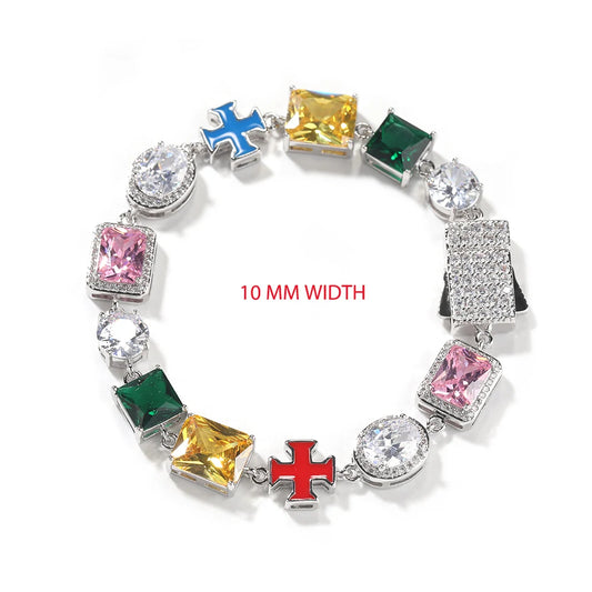 Iced Out Multi Gemstone Necklaces for Women Men Mixed Shape Colorful Gems Collection Necklace Fashion Hip Hop Jewelry
