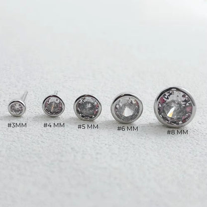 1 Pair/2 Pcs Cubic Zirconia Stud Earrings for Women Gold/ Silver Color Moissanite Earing Set Fashion Jewelry Size 3-8 MM